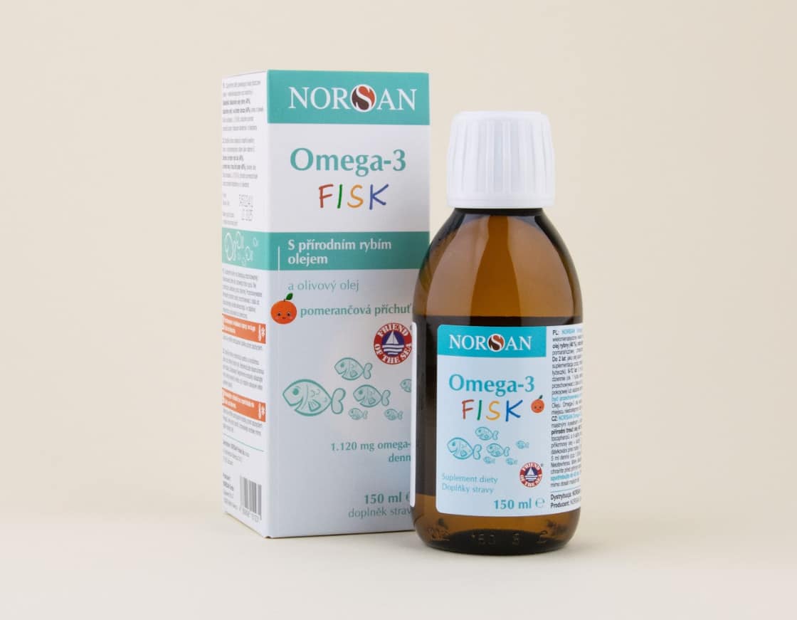norsan-omega-3-fisk-rybi-olej-pro-deti NORSAN Omega-3 FISK – přírodní rybí olej s pomerančovou příchutí pro děti, podporující zdravý vývoj a emoční rovnováhu.